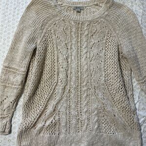 Lucky Brand Cream Cable Knit Crew Neck Sweater